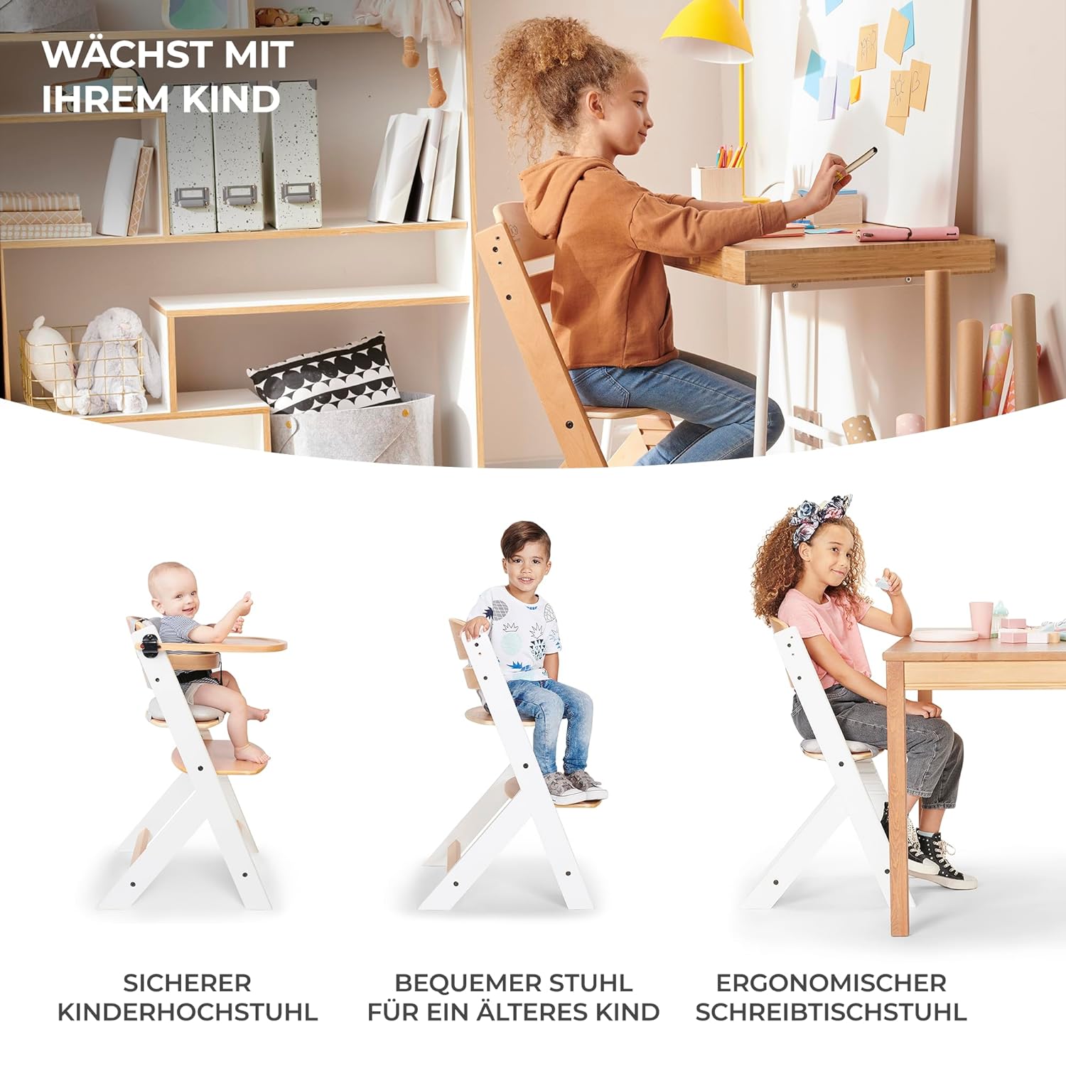 Bewertungen Kinderkraft Kinderhochstuhl mit Tisch aus Holz-mitwachsend